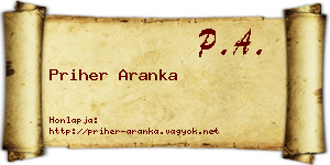 Priher Aranka névjegykártya
